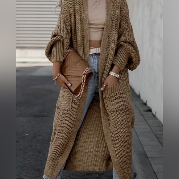 ⚜️New Temu Long Open Cardigan Sweater With Pockets⚜️ - Picture 2 of 6